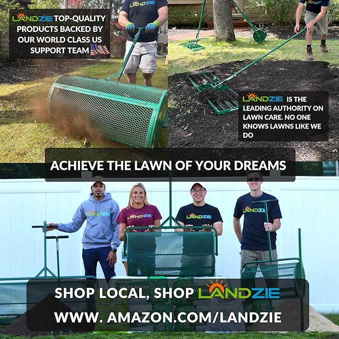 LANDZIE - The Original Lawn Leveling Rake – 48" Steel Handle Yard Leveler, Lawn Level Tool for Creating a Flat Surface - Works for Soil, Dirt, Topdressing, and Ground
