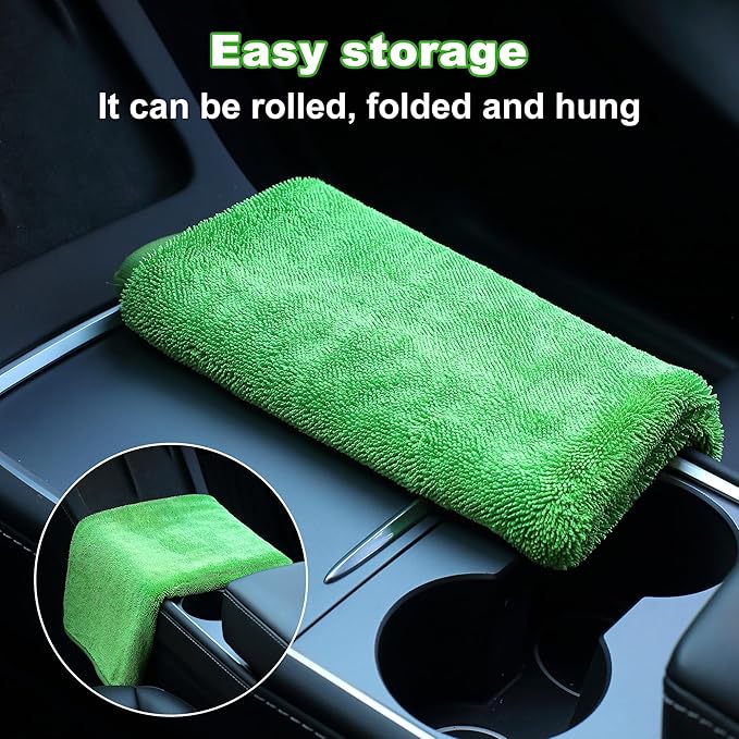 JOYMOOP Microfiber Towels for Cars, 35.4" x 23.6" Car Drying Towel, Green Reusable Car Towel, Quick Drying Car Microfiber Cleaning Cloth for RVs, SUVs, Trucks