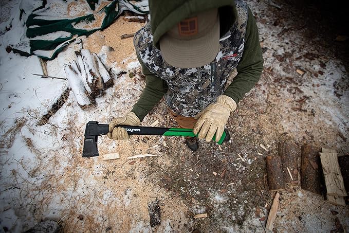 Hooyman Splitting and Chopping Axes, and Splitting Maul with Heavy Duty Construction, V Grind Blade, Ergonomic No-Slip H-Grip Handle, and Sheath for Gardening, Hunting, Camping, Firewood, and Outdoors