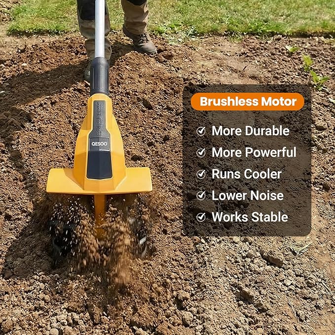 Brushless Cordless Tiller Cultivator Compatible with Dewalt 20V Max Battery(Tool Only), 800W Electric Power Tiller for Gardening, Battery Powered Garden Cultivator Portable Rototiller for Lawn