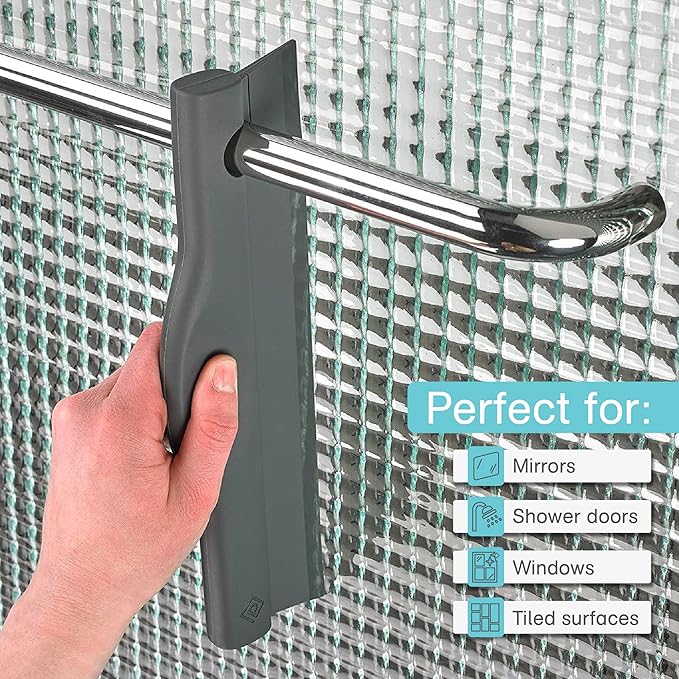 Polder Swipe Squeegee, Window Cleaner with Silicone Blade, Shower Squeegee with Flexible Handle, Ideal for Car, Kitchen, Bathroom, Shower Mirror, and More, Cleaning Supplies, Gray