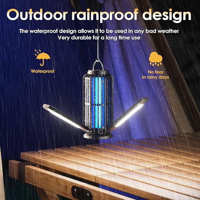 TYPEC Bug Zapper 2 Pack, Solar Bug Zapper with 3 Solar Charging Panels, IP65 Waterproof Mosquito Zapper, 4200V Mosquito Zapper with LED Light, Outdoor Indoor AUTO ON/Off