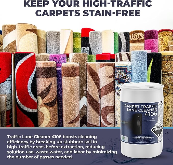 Carpet Traffic Lane Cleaner 4106 - Concentrated Carpet Pre Treatment Stain Remover - Incredible Stain Remover - Floor Covering Solution - Ideal for Industrial & Home Rug Cleaning- 55 Gal