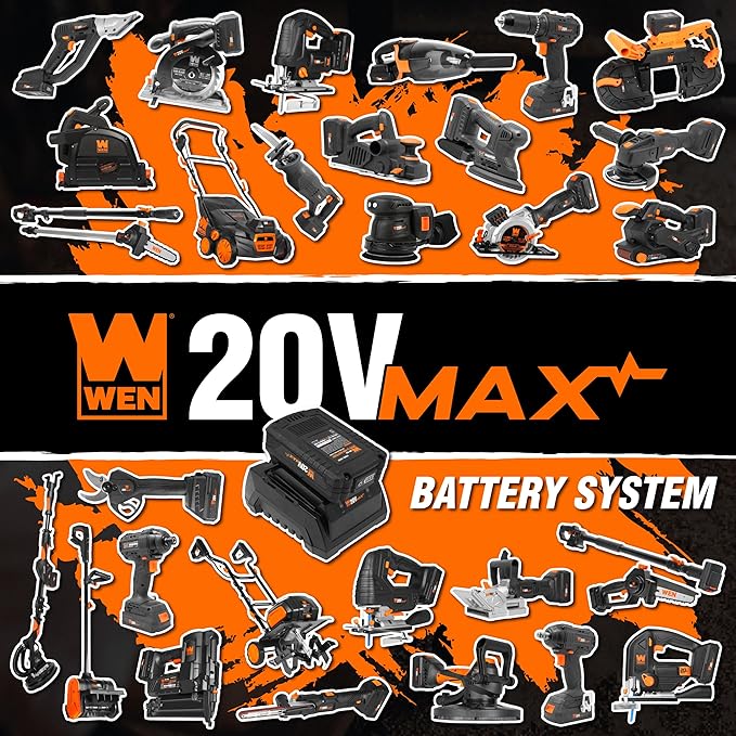 WEN Cordless Plate and Biscuit Joiner Kit with 20V Max 4.0Ah Battery and Charger (20648)