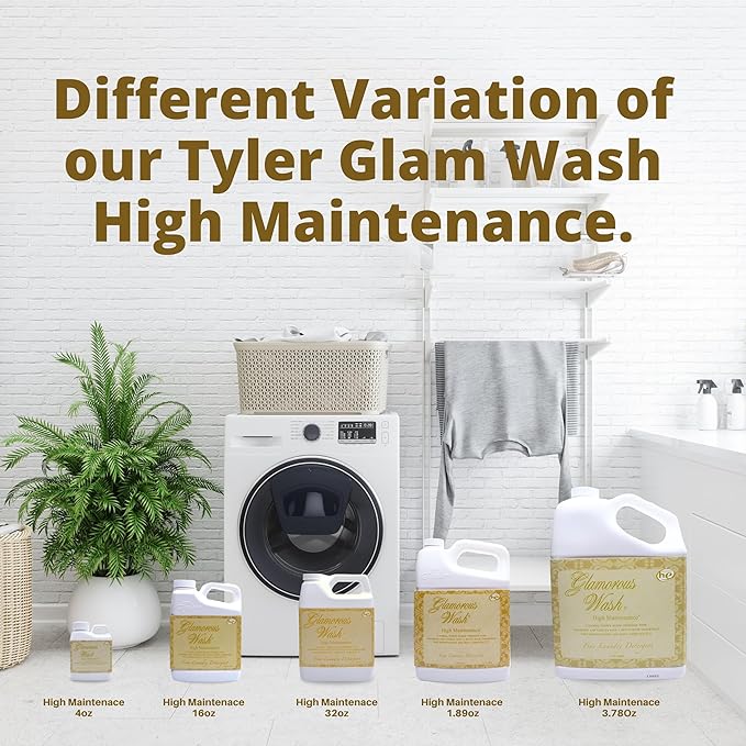 Worldwide Nutrition Bundle Compatible with Tyler Candle Company Glamorous Wash High Maintenance Scent Fine Laundry Liquid Detergent - Hand and Machine Washable - 1 Gal (3.78 L) Container with Keychain