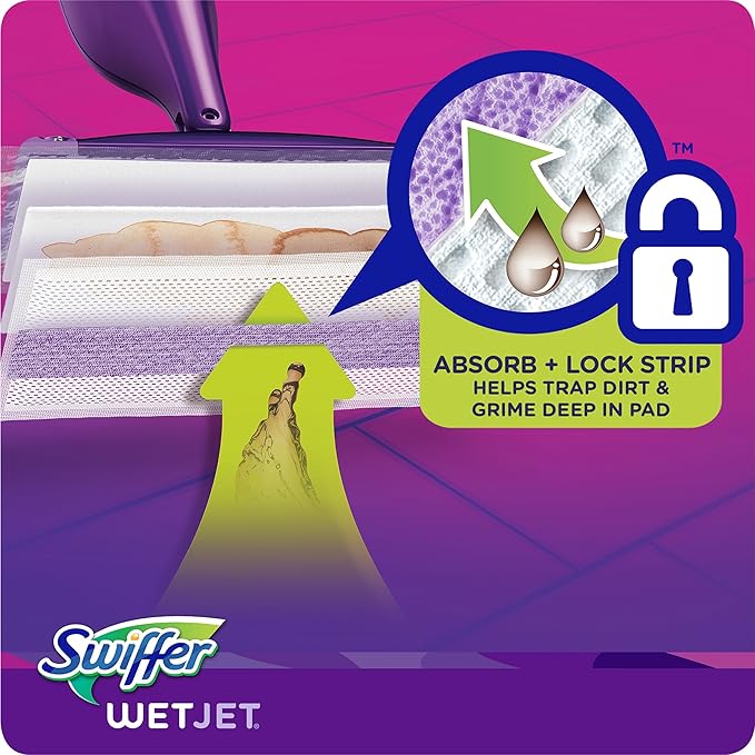 Swiffer WetJet Hardwood Floor Cleaner, Spray Mop Pad Refill, Multi Surface, 12 Count (Packaging May Vary)