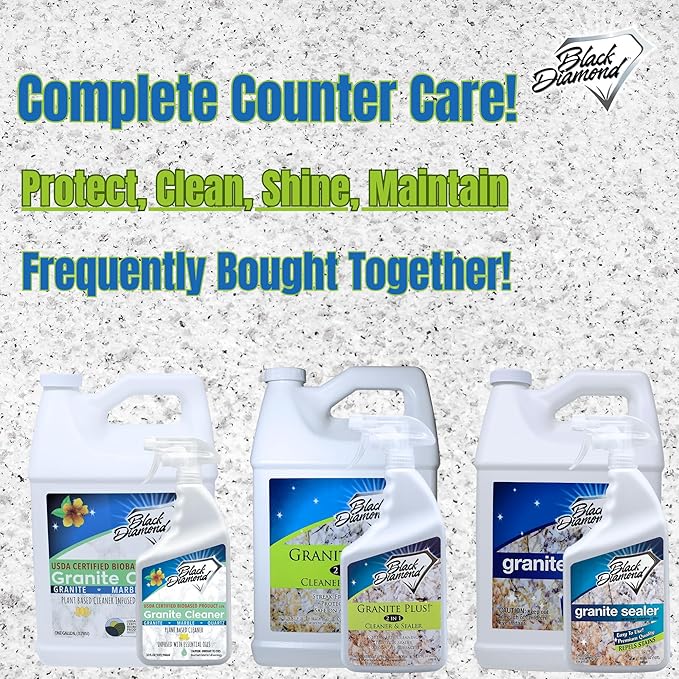 Black Diamond Stoneworks Granite Counter Cleaner: USDA Certified BIOBASED- Safe for Granite and other stone countertops. Safe for food contact formula to keep your countertops looking fresh and clean!