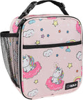opux Premium Insulated Lunch Box, Soft School Lunch Bag for Kids Girls, Leakproof Small Lunch Pail Women Work, Reusable Compact Cooler Tote Lunchbox for Office, Pink Unicorn
