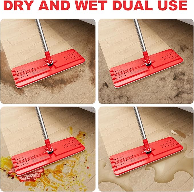 Flat Mop Pads, Reusable Mop Cleaning Refills, Microfiber Pads for BOSHENG Flat Mop or Mop Bucket System, Pack of 4 Washable 13-Inch Mop Heads - Grey