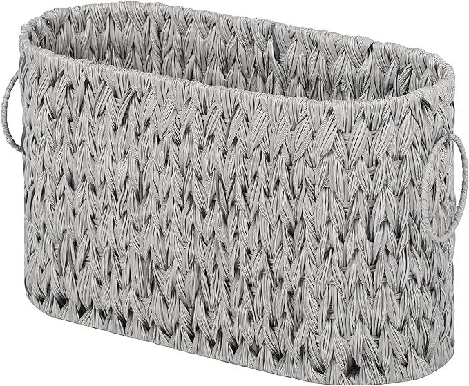 GRANNY SAYS Toilet Paper Storage, Toilet Paper Basket for Bathroom, 6 Mega Rolls Organizer Free Standing, Wicker Basket for Bathroom Storage, Grey