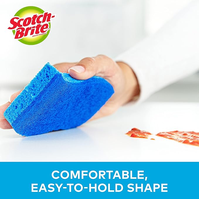 Scotch-Brite No Scratch Scrub Sponges, Blue, 4-1/2 x 2-1/2 x 7/10 in (Pack of 2)