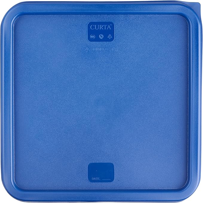CURTA 8-Pack 12 Qt NSF Clear Polycarbonate Food Storage Containers with Blue Lids - Square, Commercial-Grade, Freezer & Dishwasher Safe, Stackable