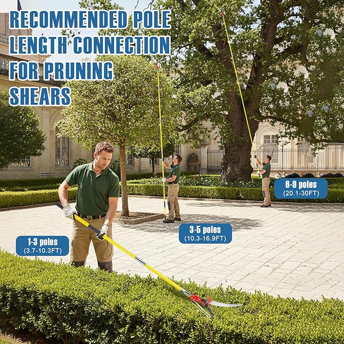 Manual Pole Saw, 7-30FT Pole Saws for Tree Trimming, SK5 and 65 Mn Steel Saw Blades Scissor Pruner Set, Tree Trimmers Long Handle Pruner for Backyard, Garden, Bush Cutting and Pruning of Palm Trees