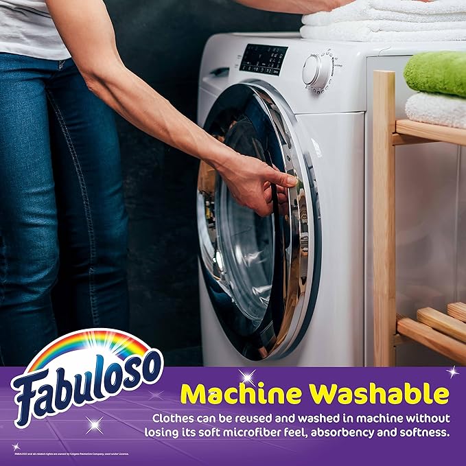 Fabuloso Microfiber Cleaning Cloths for_Home & Car,Lint-Free Scratch-Free Rags for_Glass,Kitchen,Wood,Reusable Machine Washable,Absorbent for Dusting,Wiping, Rainbow, 13 x 13 in, 8 Count (Pack of 5)
