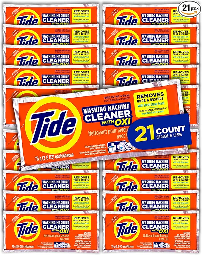 Washing Machine Cleaner by Tide, Washer Machine Cleaner with Oxi for Front and Top Loader Washer Machines, Deep Cleaning Residue & Odor Eliminator, 21 Month Supply