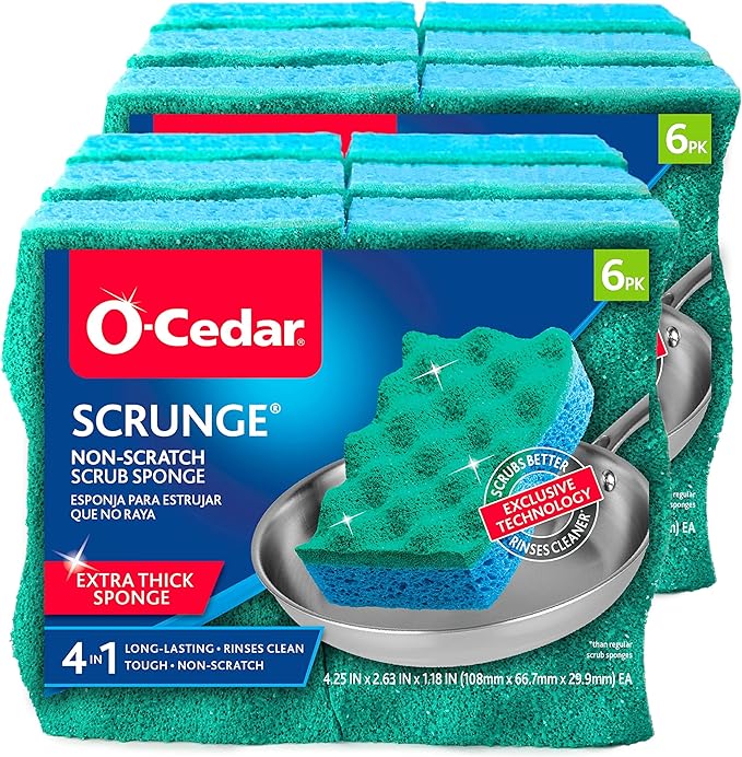 O-Cedar Multi-Use Scrunge Scrub Sponge 6 Count (Pack of 2)