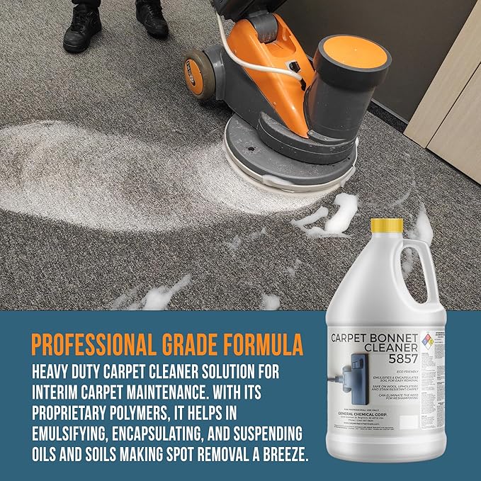 Bonnet Cleaner 5857 - Heavy Duty Shampoo Carpet Freshener Solution for Machine - Fast Drying & Pet Safe Carpet Shampoo for Rotary Cleaners, Commercial, & Industrial Use - 1 Gallon Jug
