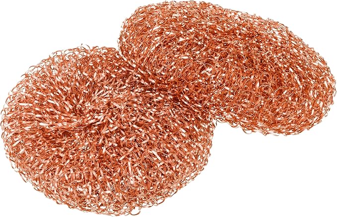 Redecker Copper Thread Pot Scrubber, Woven Copper Scouring Pads, 2 Pack Kitchen Scrubber for Pots Pans Sink Stove Stainless Steel, 3 in Diameter, Made in Netherlands