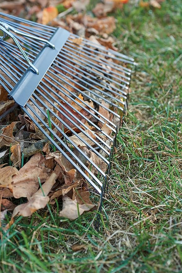 True Temper Steel Tine Leaf Rake with Hardwood/Steel Handle for Lawns, Gardening, and Dethatching, 22 Tines, Black