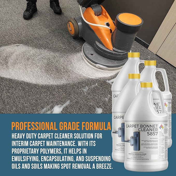 Bonnet Cleaner 5857 - Heavy Duty Shampoo Carpet Freshener Solution for Machine - Fast Drying & Pet Safe Carpet Shampoo for Rotary Cleaners, Commercial, & Industrial Use - Case