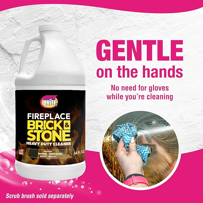 Quick 'n Brite Fireplace Gel Cleaner for Brick, Stone, Rock, Tile, and Marble, Nonabrasive Fireplace Cleaner, Made in the USA, 64oz