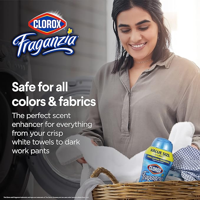 Clorox Fraganzia Laundry Scent Booster Crystals, In-Wash Fragrance Beads for Fresh-Smelling Clothes & Linens, Safe for All Fabrics & Colors, Easy-Pour Bottle, Morning Sky Scent, 70 Oz - 6 Pack