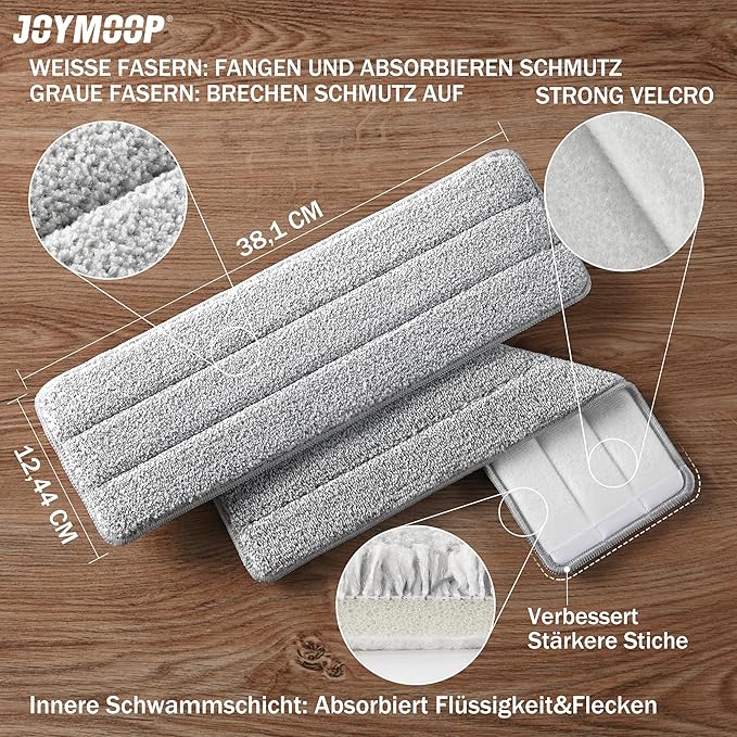 JOYMOOP 13" Mop Head with Microfiber Mop Pad Replacement, 1 Pack