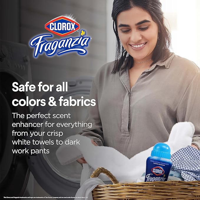 Clorox Fraganzia Laundry Scent Booster Crystals, In-Wash Fragrance Beads for Fresh-Smelling Clothes & Linens, Safe for All Fabrics & Colors, Linen Scent, 18 Oz, 2 Pack