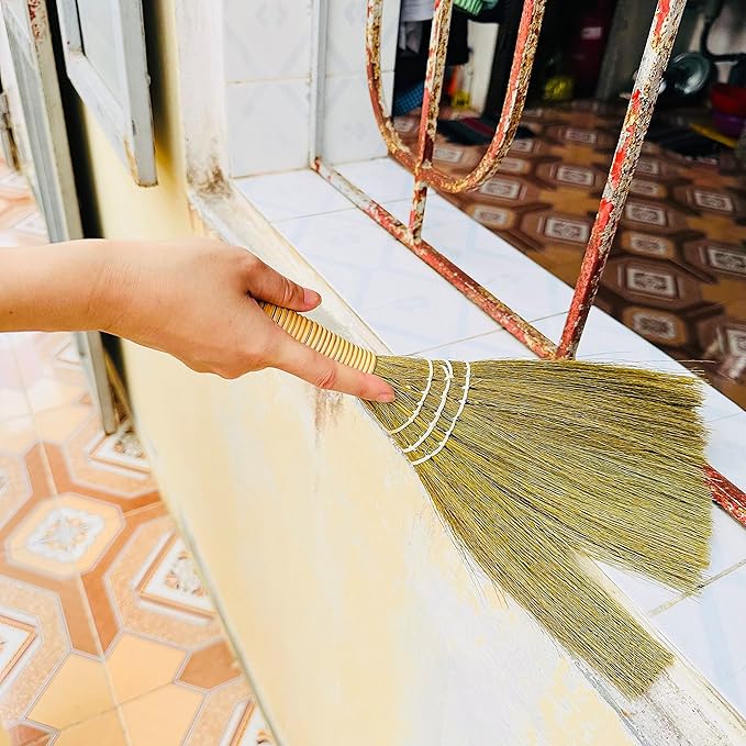 Set of 2 Brooms for Kid 12.6 inch- Vietnamese Natural Straw Soft Broom - Small Broom