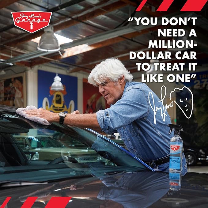 Jay Leno's Garage Glass Cleaner Spray Streak-Free Auto Glass Cleaner for Cars, Automotive Window Cleaner for Car Windows, Windshields & Mirrors 16 oz (Pack of 2) (16 oz (Pack of 2))