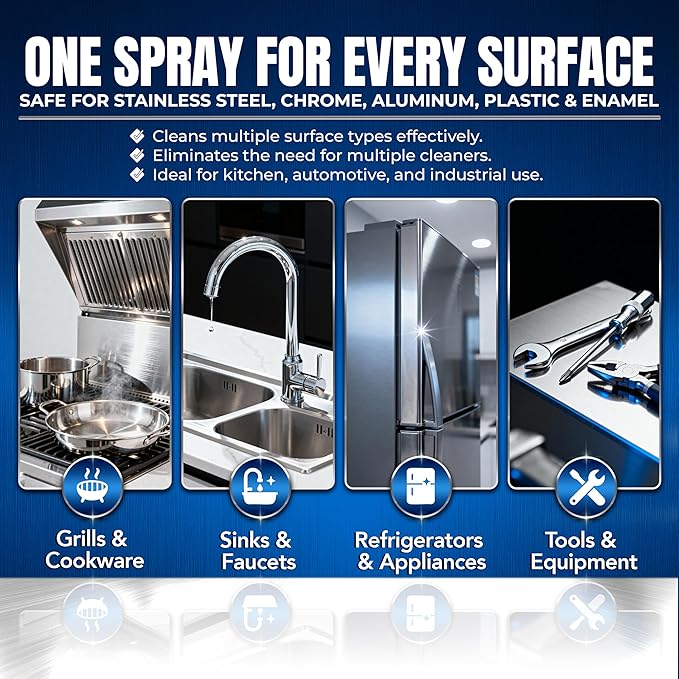 Sheila Shine 1 Quart Stainless Steel Cleaner and Polish – Cleans, Polishes & Protects Kitchen Appliances, Refrigerators, Sinks, Ovens & Grills – Stainless Steel Cleaner Spray Bottle