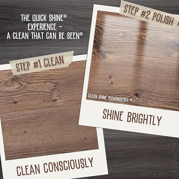 Quick Shine Multi Surface Floor Cleaner & Floor Polish w/Clean Shine Technology 2-27oz Bottles | Use on Hardwood, Laminate, Luxury Vinyl Plank, Tile & Stone | Safer Choice Formulas