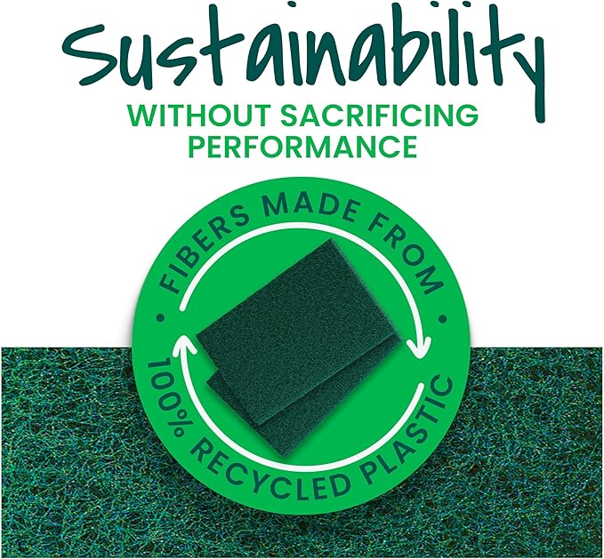 Scotch-Brite Heavy Duty Scouring Pad, Dish Scrubber for Kitchen + Outdoor, 8 Scrub Pads for Uncoated Pots and Pans, Cast Iron Cooktops, Grill Grates, Oven Racks, & BBQ, Durable, Long-Lasting
