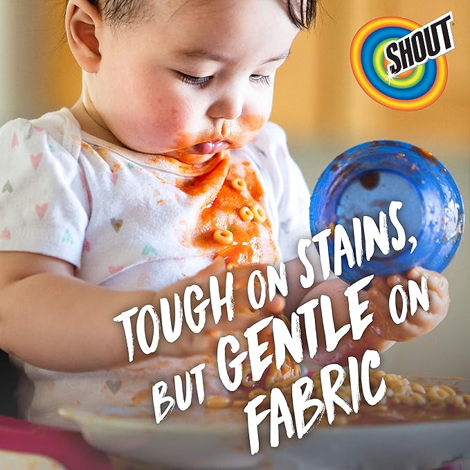 Shout Free Laundry Stain Remover Spray, Active Enzyme Formula is Fragrance, Bleach, and Dye Free, Removes Everyday Stains including Baby Stains - 22oz Spray (Pack of 2)