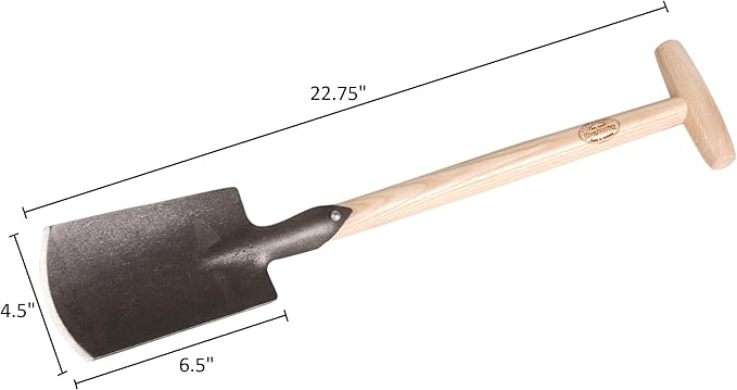 Dewit Perennial Spade – Compact Digging Tool for Tight Spaces | T-Handle | Tempered Boron Steel | Ash Wood | 22.75” Length