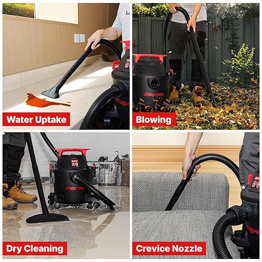 Shop-Vac 5430112 Wet/Dry Vacuum, 4 Gallon, 4 Peak HP, 1-1/4 Inch Diameter x 6 Foot Hose, 10 Foot Cord, Ideal for Jobsite, Garage, Workshop & Home