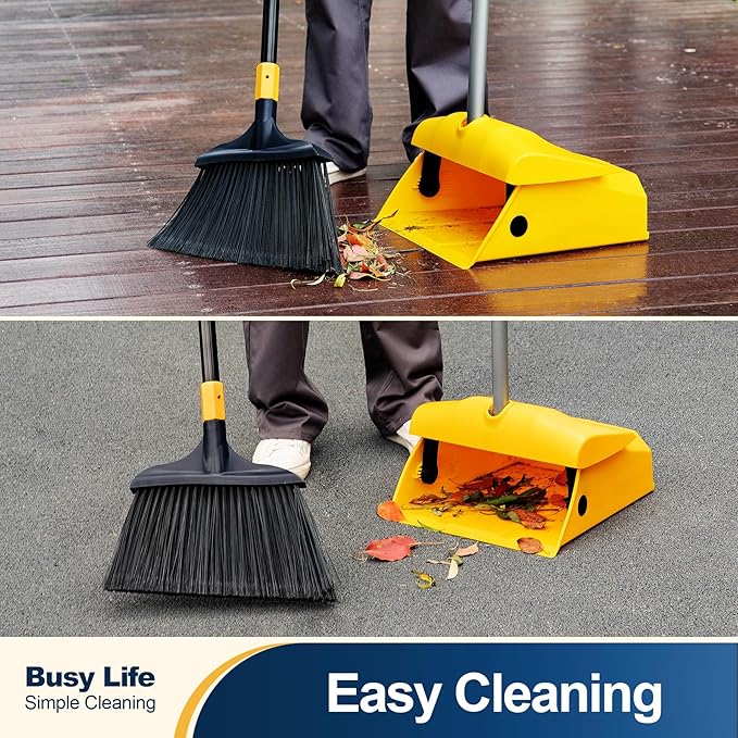 Yocada Commercial Dustpan with Windproof Cover Outdoor Indoor for Courtyard Garage Lobby Mall Market Floor Home Kitchen Room Office Pet Hair Rubbish
