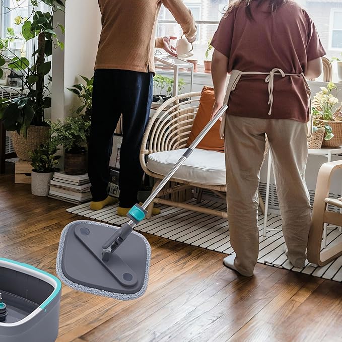 6 Pack Microfiber Mop Head Replacement, Compatible with True & Tidy SPIN-800 TrueClean Mop M16 Spin Mop, Square Microfiber Mop Pads, Grey, Microfiber, Felt
