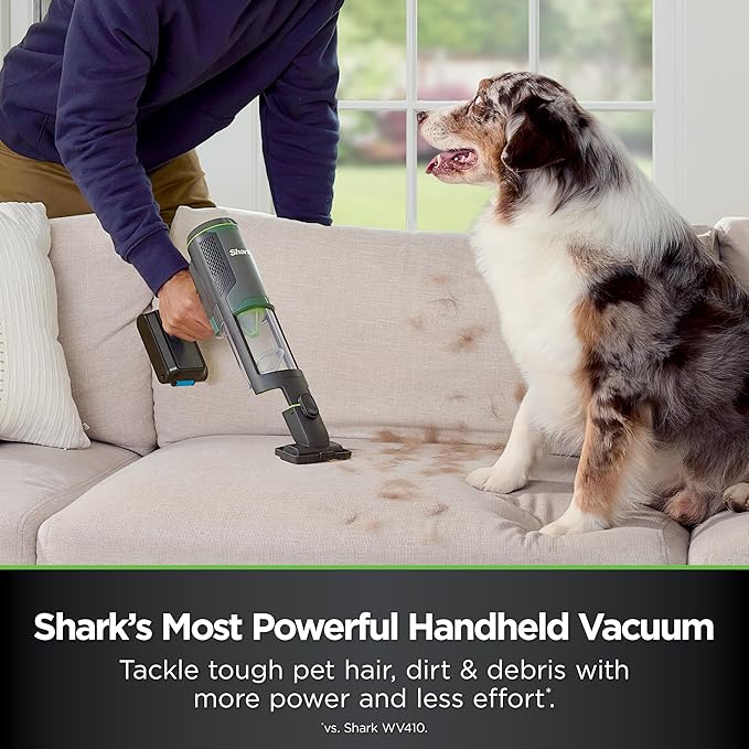 Shark PowerBoost Cordless 2-in-1 Car/Home Handheld PowerVac, Powerful Suction, 40 Minute Runtime, Portable, 3 Cleaning Modes, LED Screen, Furfins Tool, Duster Crevice Tool, Charcoal, BH102
