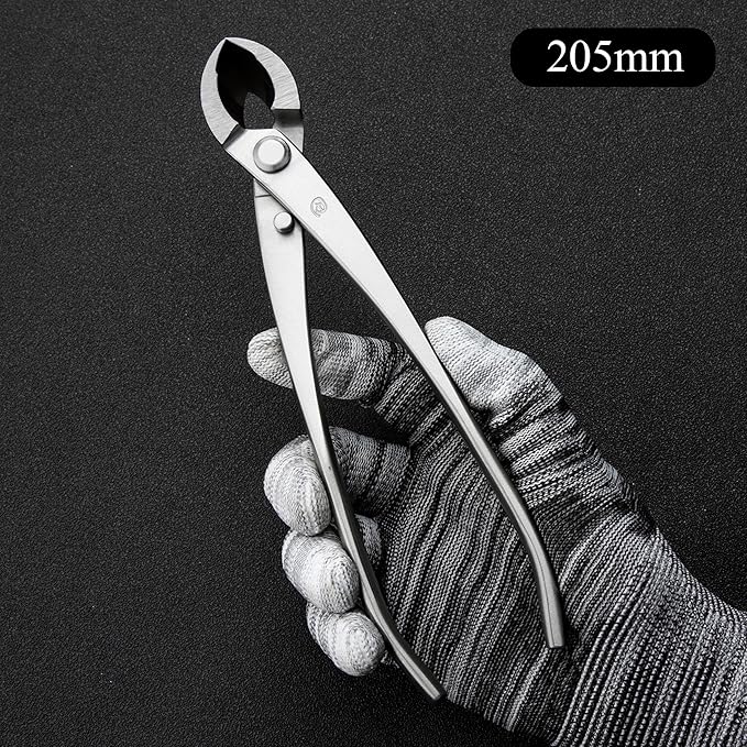 TianBonsai Bonsai Tools 5-Piece Alloy Steel Bonsai tool Kit In Cluding 205mm Wire Cutter / 205mm Round Edge Cutter / 205mm Jin Plier / 200mm Straight Root Hook/Tweezers( NBK5-02)