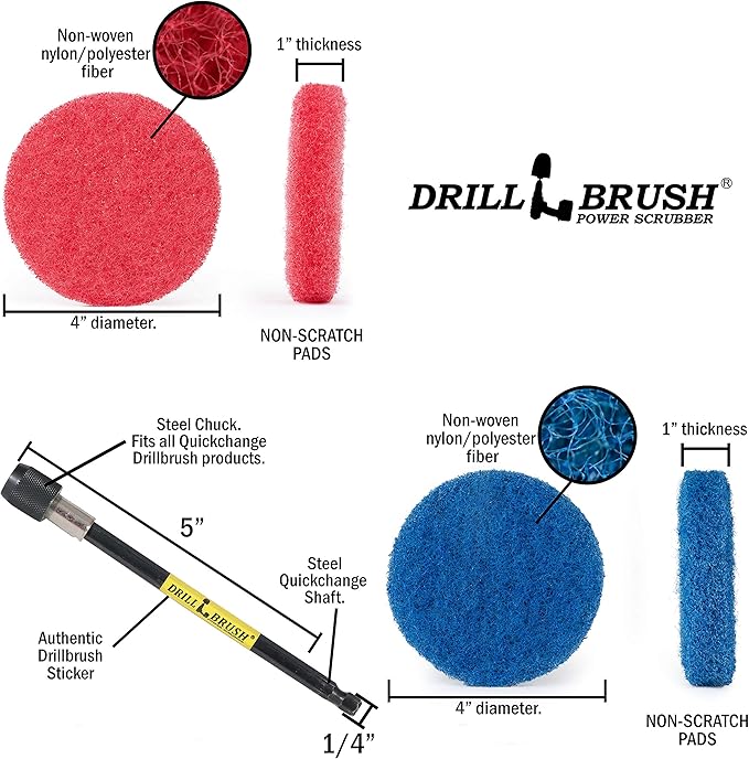 Drill Brush - Drill Attachment - Kitchen - Bathroom - Power Scrubber Pads - Stove - Cleaning Pads - Cooktop - Oven Rack - Kitchen Sink - Bath Mat - Bathroom Sink - Shower Cleaner - Vinyl Flooring