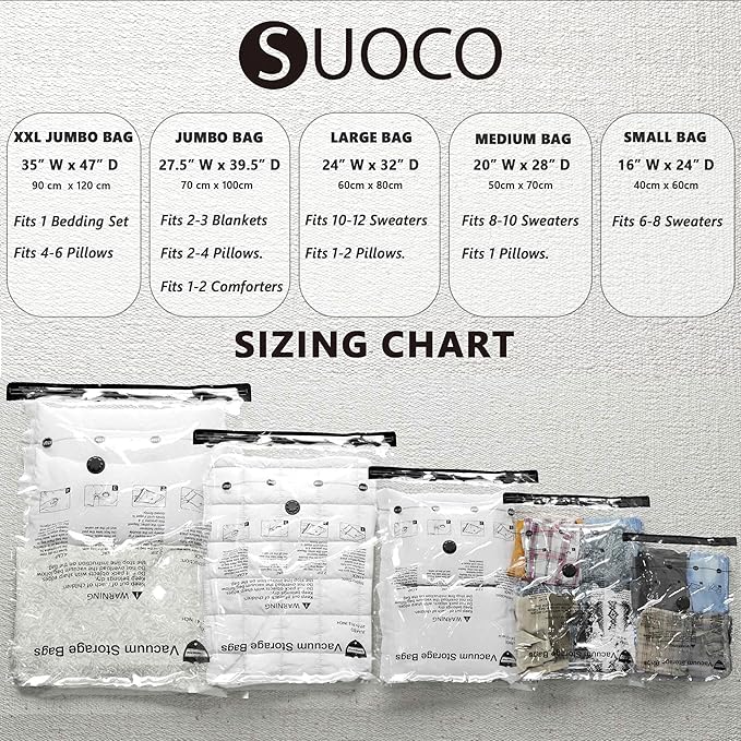 Vacuum Storage Bags, Compression Packing Space Saver Seal Bags for Clothing Bedding Comforters Blankets Pillows, 14 Small
