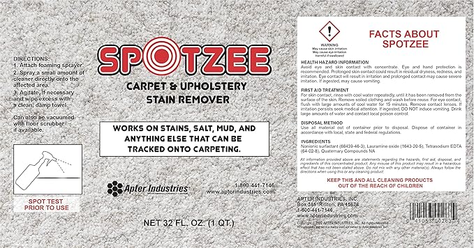 Spotzee Carpet Cleaner - Remove Anything Tracked Onto Carpet, spot cleaner, 32oz. (Pack of 6)
