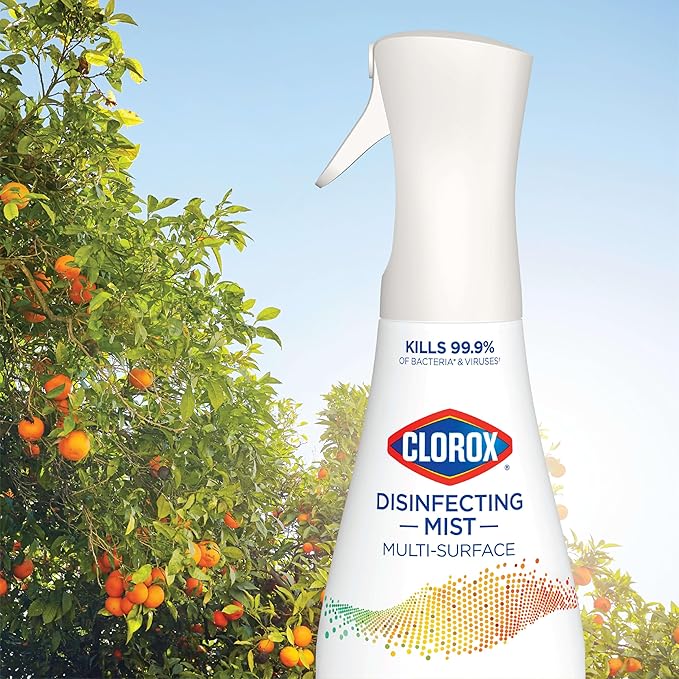 Clorox Disinfecting Mist, Eucalyptus Peppermint, Household Essentials, 1 Spray and 1 Refill, 16 oz Each