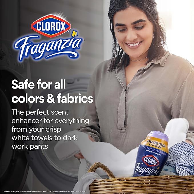 Clorox Fraganzia Laundry Scent Booster Crystals, In-Wash Fragrance Beads for Fresh-Smelling Clothes & Linens, Safe for All Fabrics & Colors, Easy-Pour Bottle, Lavender with Eucalyptus, 70 Oz - 6 Pack