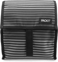 PackIt Freezable Lunch Bag with Zip Closure, Gray Stripe