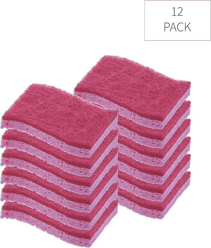 Kitchen Sponges for Washing Dishes, Non-Scratch Cellulose Dish Scrub Sponges, Cleaning Sponges for Household Use, Safe Cleaning Products, Kitchen Sponges Pack of 12, by Superio