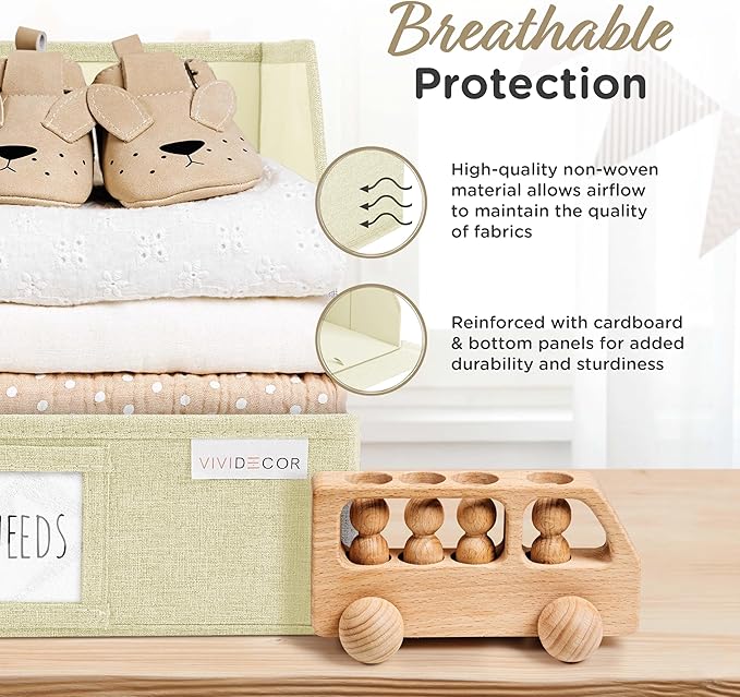 Trapezoid Closet Bins for Shelves – 12x12x10 Fabric Storage Baskets, Collapsible Organizer Boxes for Linen, Baby Clothes, Seasonal Storage – Light Beige, 3 Pack