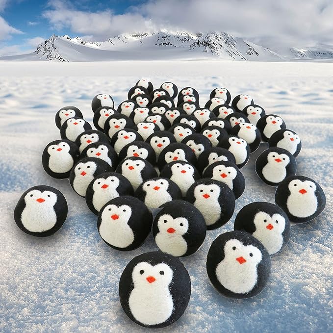 Friendsheep Wool Dryer Balls, Organic Reusable Fabric Softener Alternative for Laundry, Handmade, Fair Trade, Hypoallergenic, Eco-Friendly, Plastic-Free (6 Pack XL – Black Penguin)