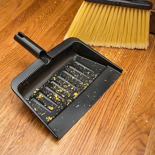 Carlisle FoodService Products Heavy Duty Dust Pan with Handle – Durable Plastic, 8 Inch Dust Pan for Home, Kitchen, and Commercial Use, Black